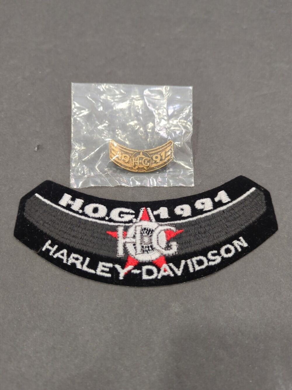 "ORIGINAL VINTAGE" HARLEY DAVIDSON OWNERS GROUP HOG 1991 PATCH AND PIN